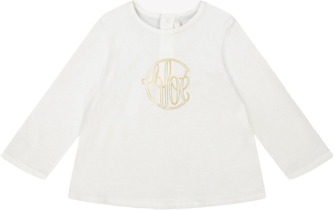 Chloé Chloe Baby Meisjes T-Shirt In Off White Wit