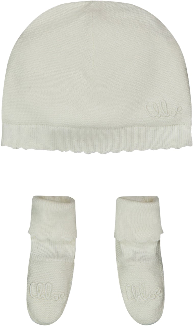 Chloé Chloe Baby Meisjes Muts In Off White Wit