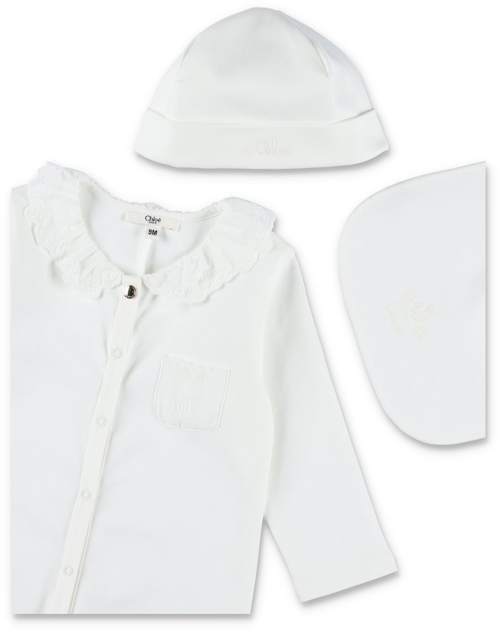 Chloé Set Baby Jumpsuit+Acc Bianco Wit