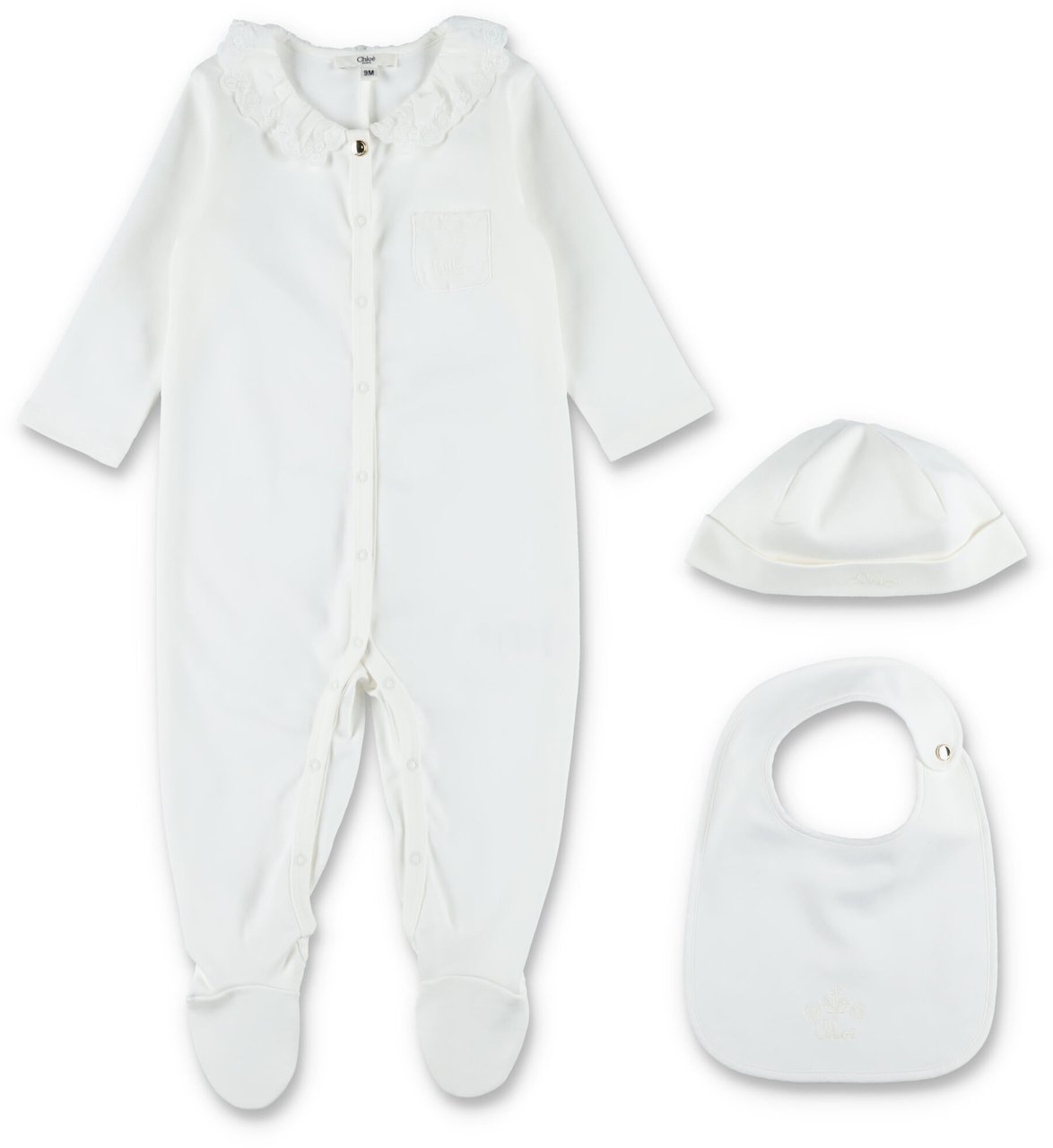 Chloé Set Baby Jumpsuit+Acc Bianco Wit