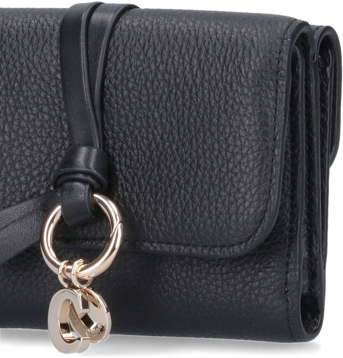Chloé Black Alphabet Textured Leather Wallet Zwart