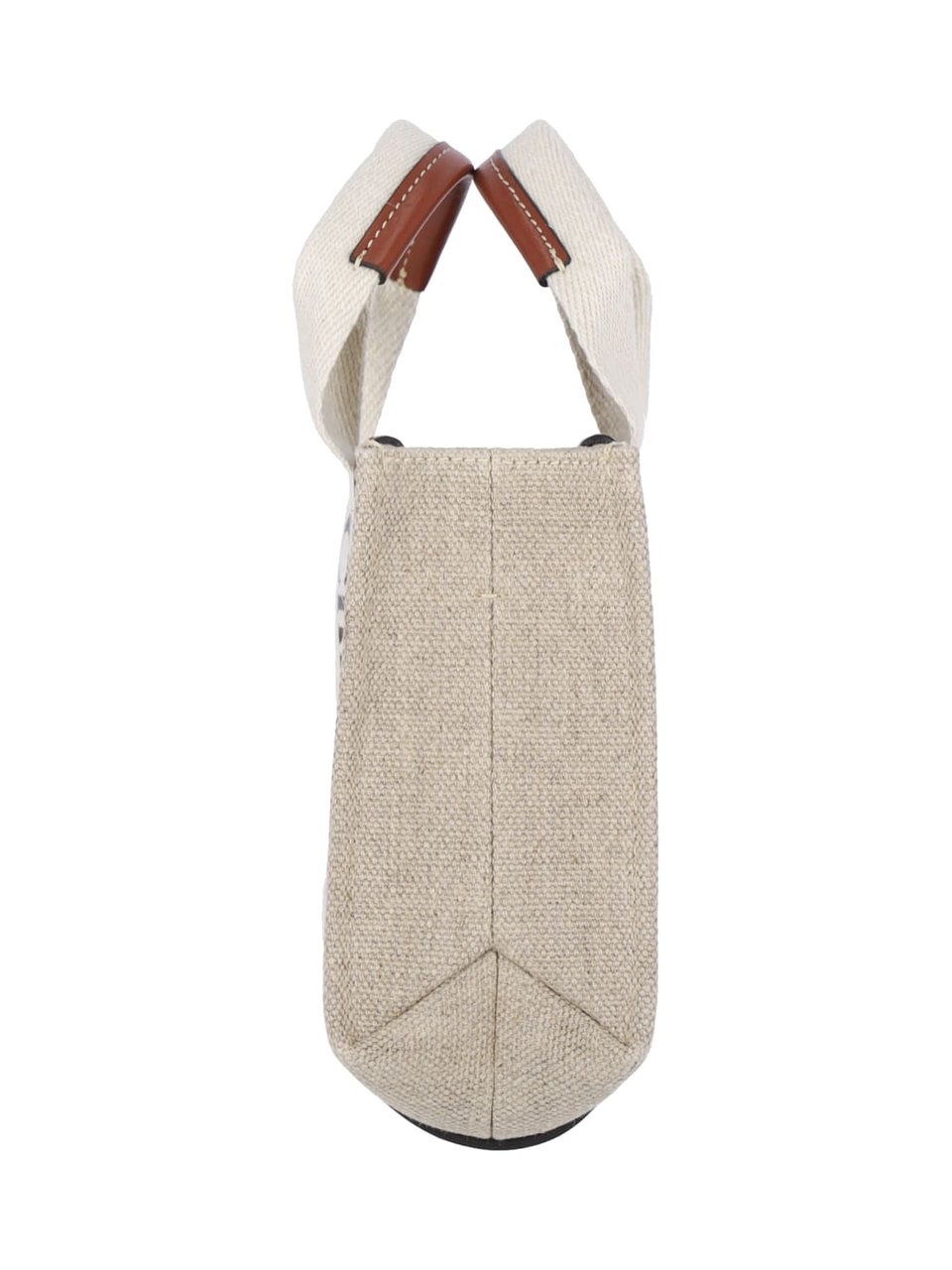 Chloé Beige Woody Mini Linen Tote Bag Neutraal