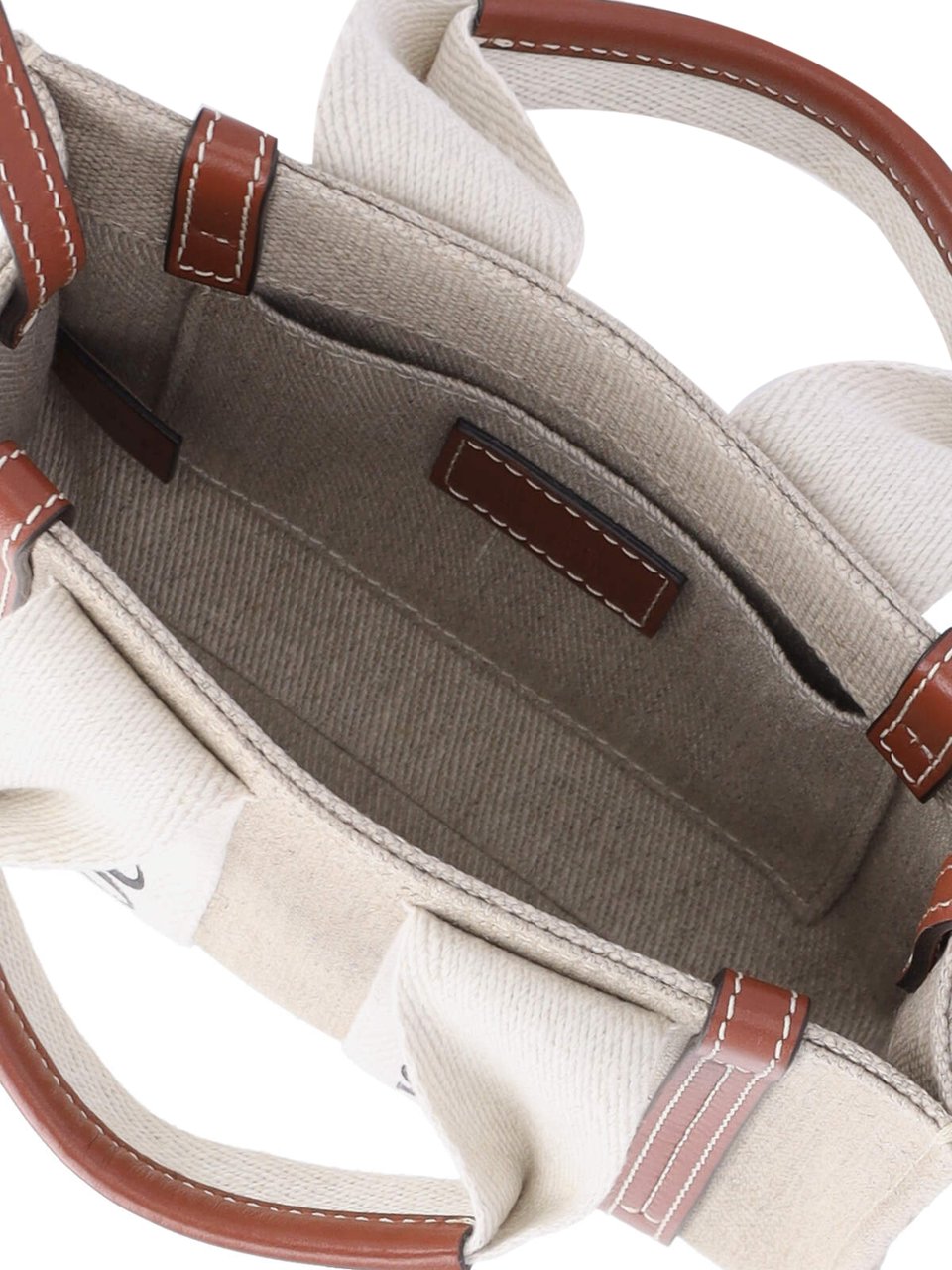 Chloé Beige Woody Mini Linen Tote Bag Neutraal