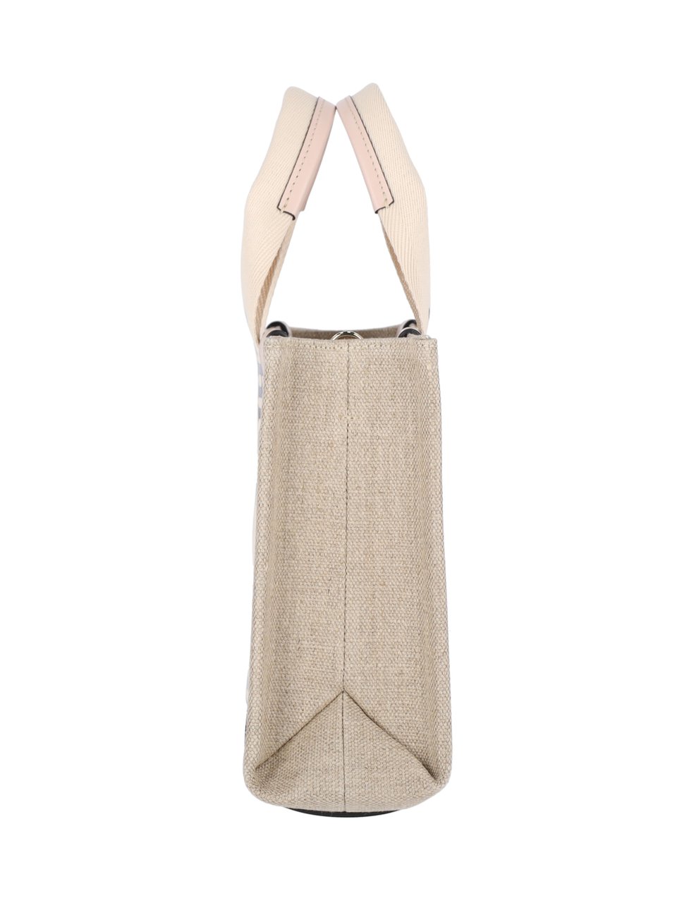 Chloé Beige Woody Lino Logo Tote Bag Neutraal