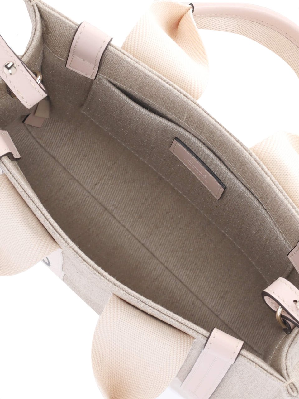 Chloé Beige Woody Lino Logo Tote Bag Neutraal