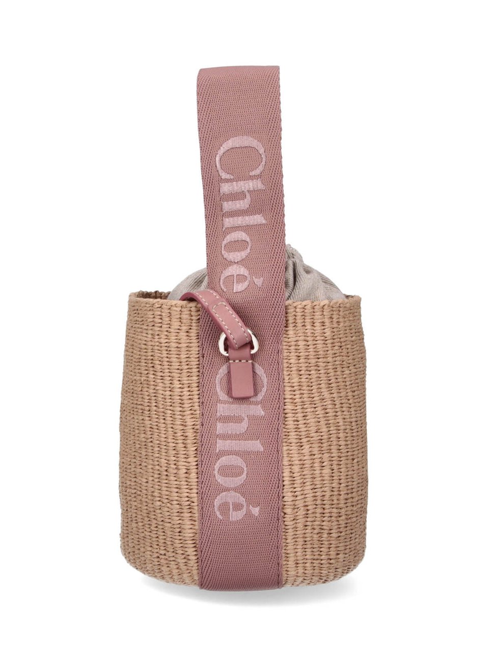 Chloé Woven Straw Bucket Bag with Versatile Straps Neutraal