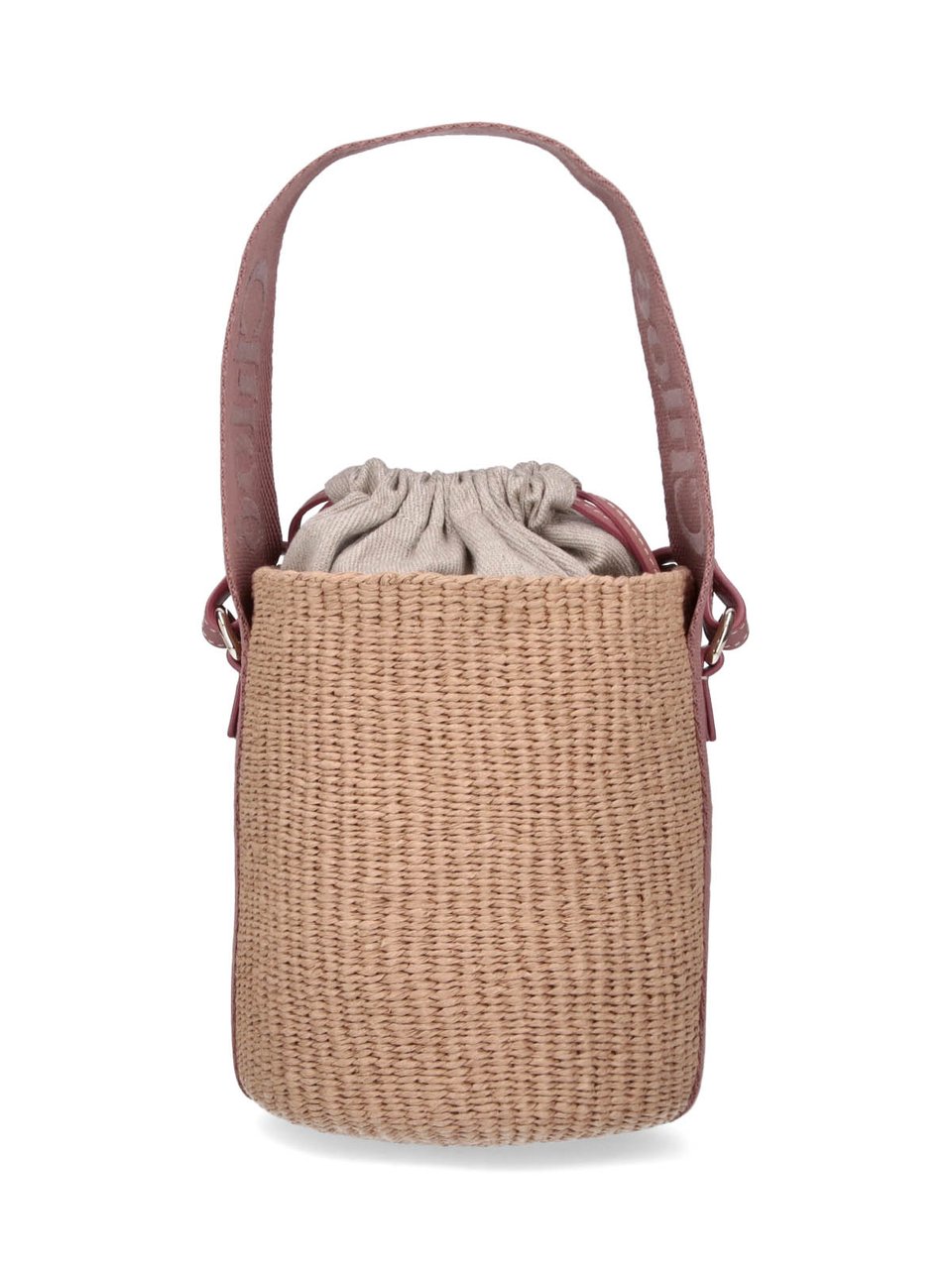 Chloé Woven Straw Bucket Bag with Versatile Straps Neutraal
