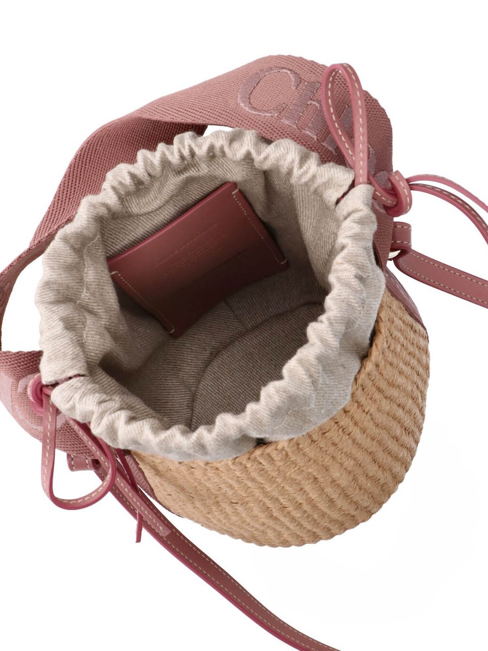 Chloé Woven Straw Bucket Bag with Versatile Straps Neutraal