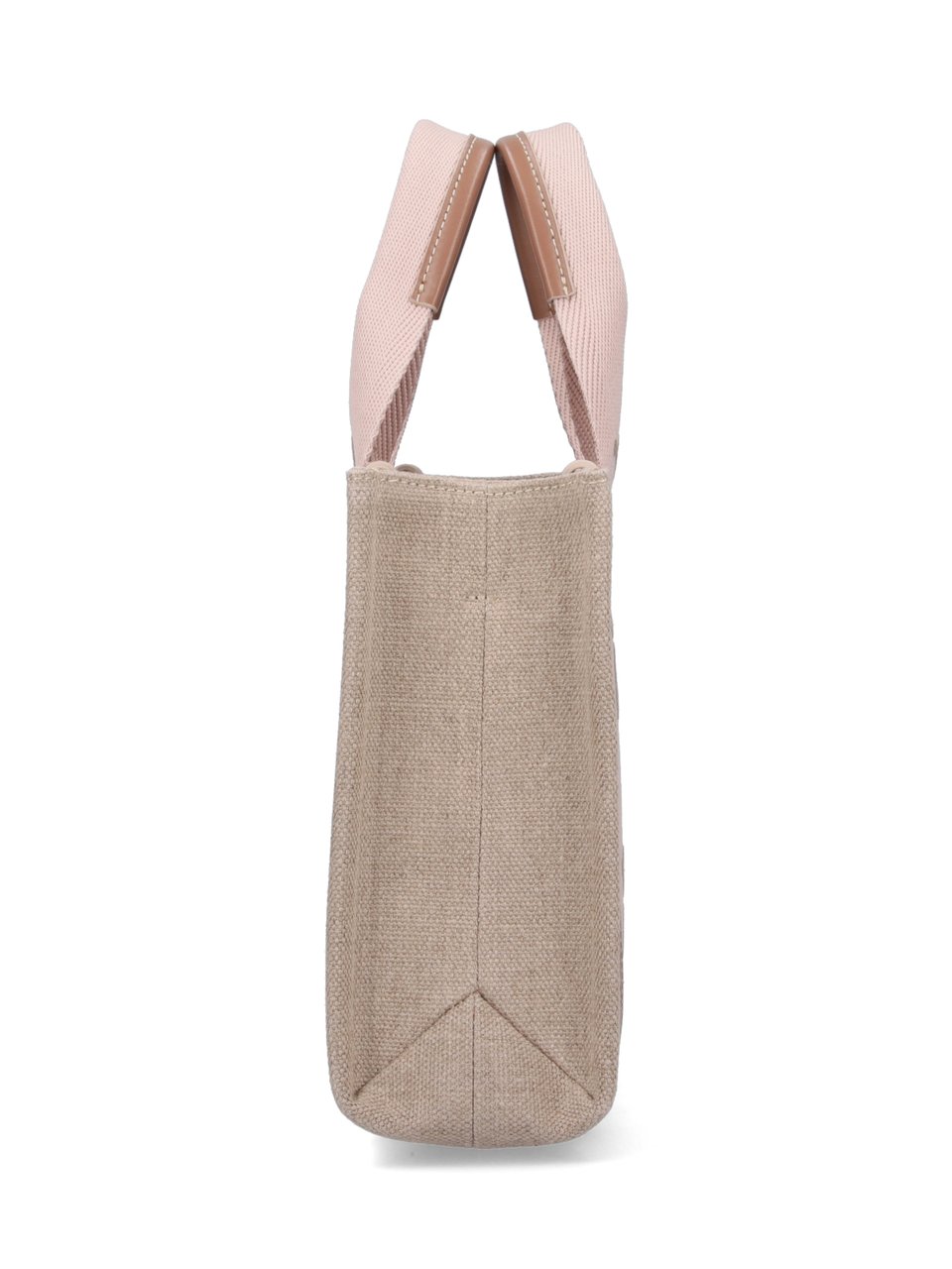 Chloé Beige Linen Tote with Calfskin Accents and Logo Detail Neutraal