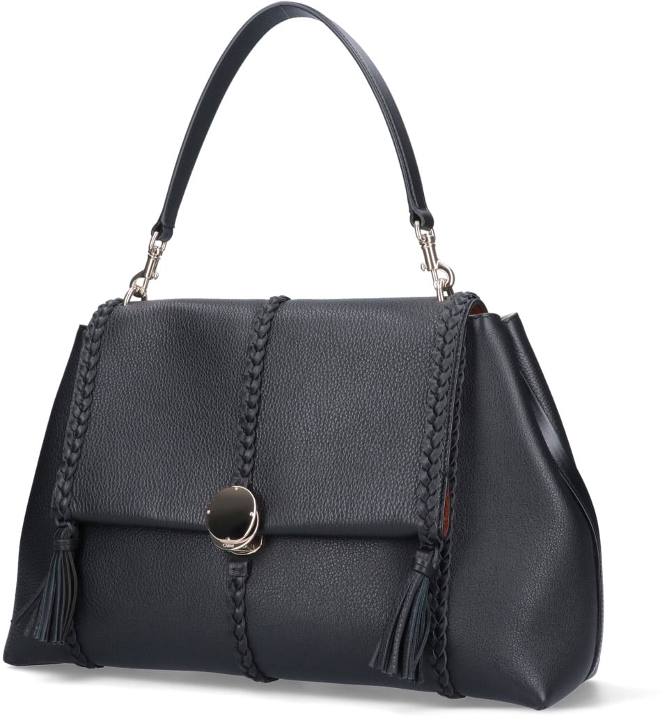Chloé Black Penelope Large Hammered Leather Bag Zwart