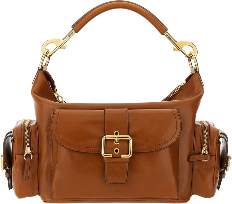 Chloé Structured Brown Leather Camera Bag Bruin