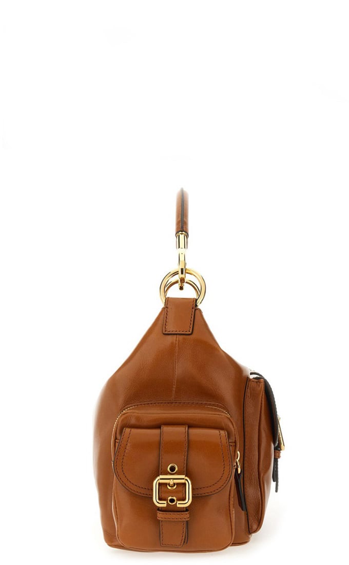 Chloé Structured Brown Leather Camera Bag Bruin