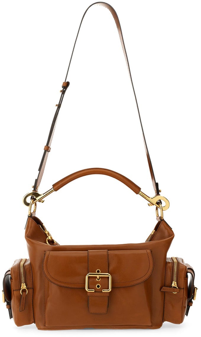 Chloé Structured Brown Leather Camera Bag Bruin
