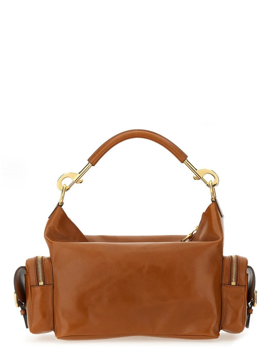 Chloé Structured Brown Leather Camera Bag Bruin
