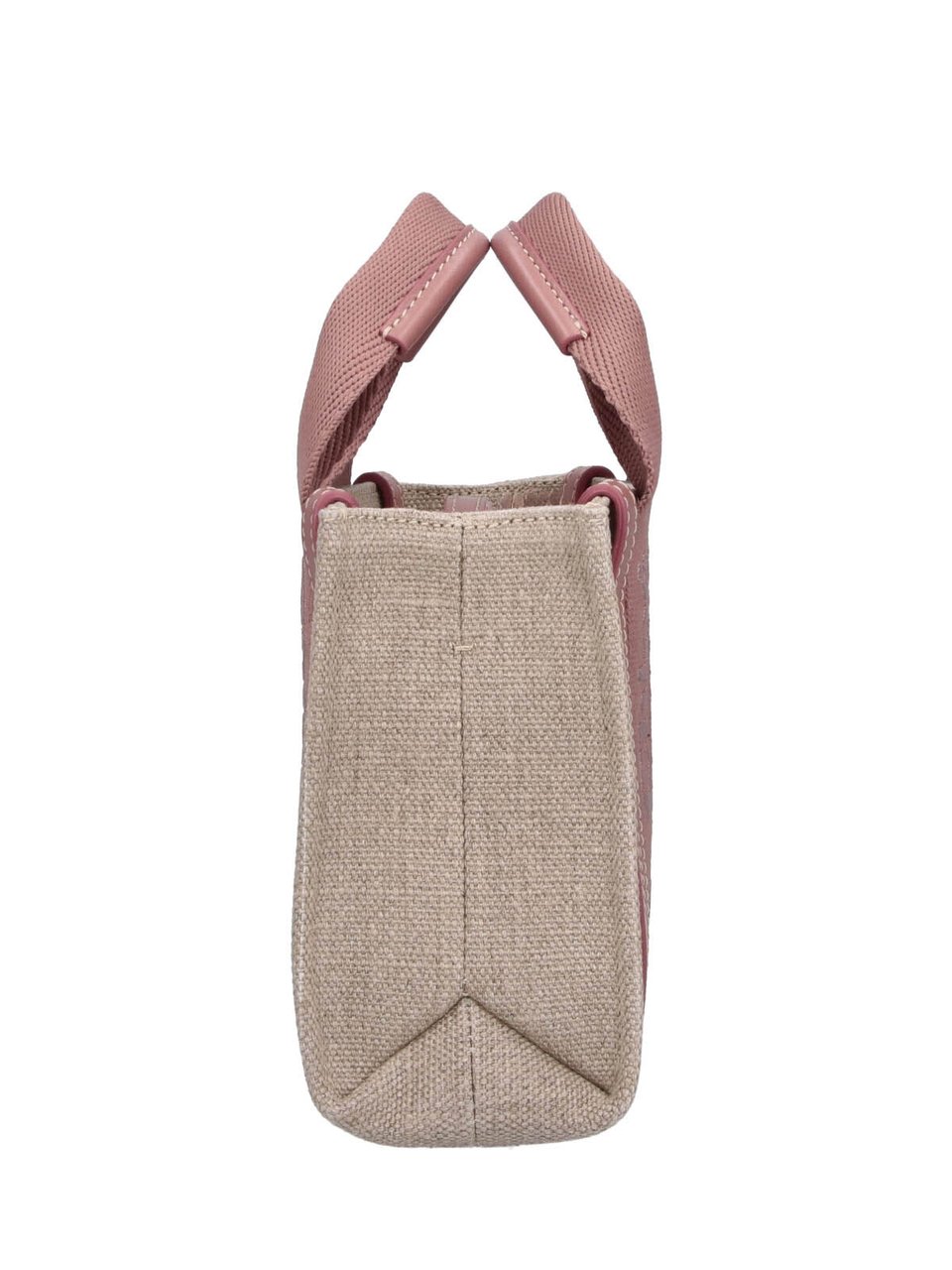 Chloé Textured Beige Structured Bag with Dusty Pink Straps Neutraal