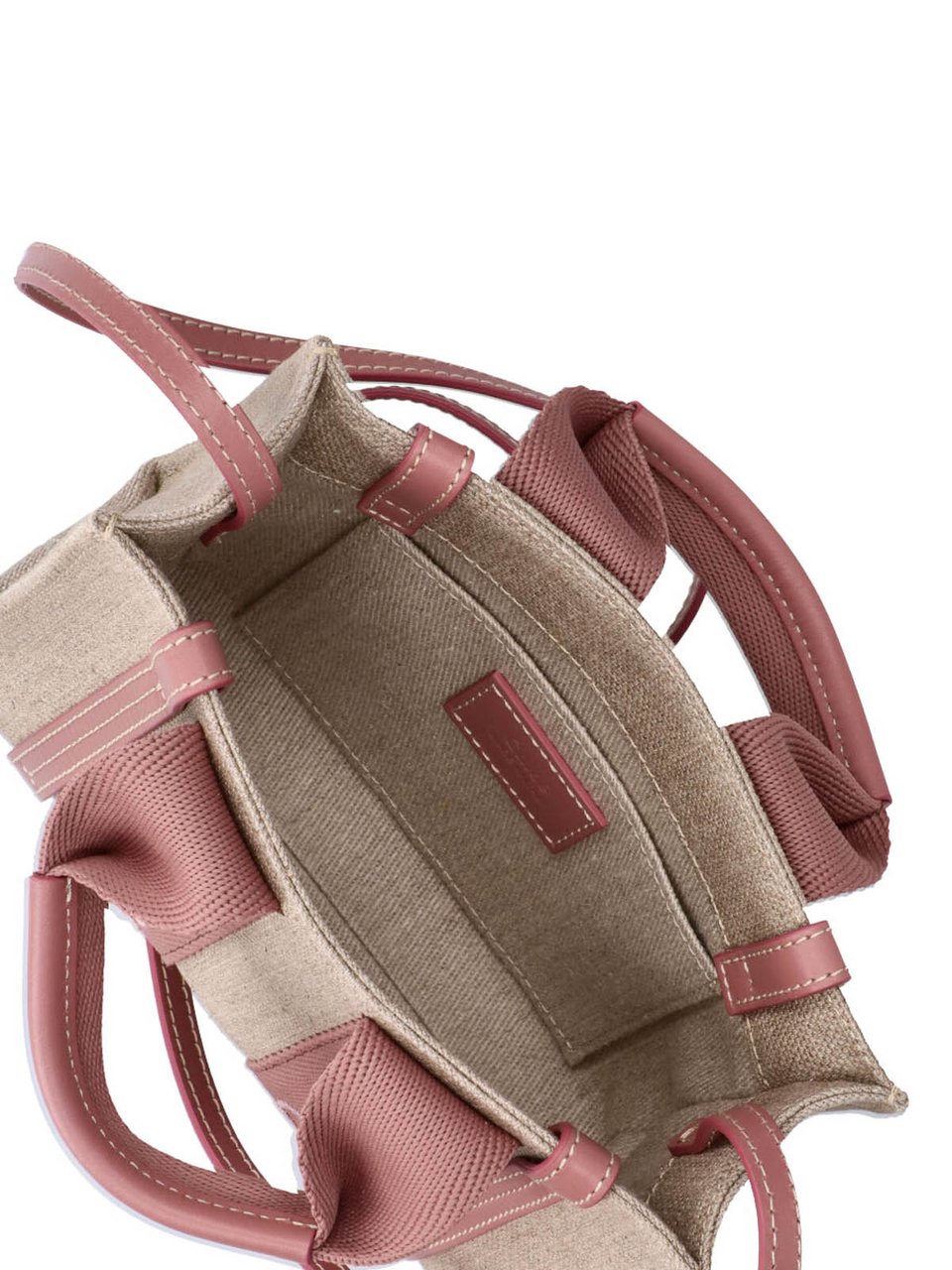 Chloé Textured Beige Structured Bag with Dusty Pink Straps Neutraal