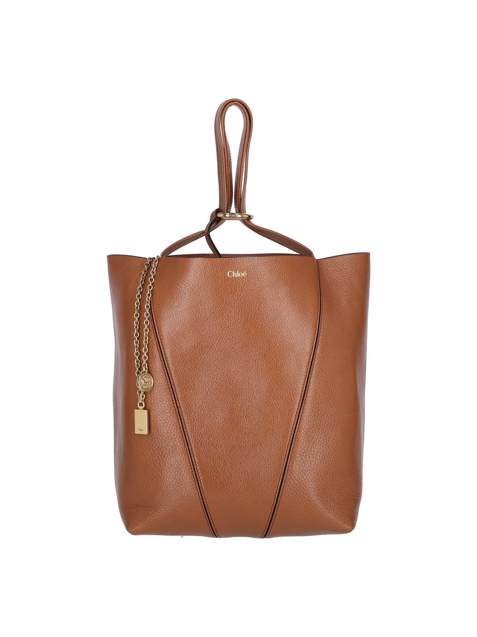 Chloé Brown Spin Pebbled Leather Tote Bag Bruin