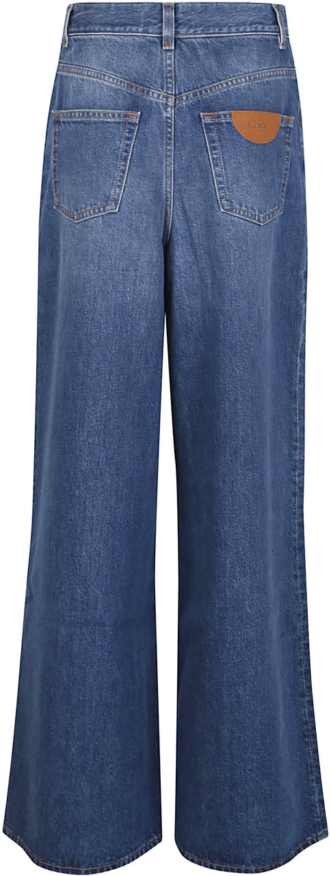 Chloé High-Waisted Wide-Leg Jeans With Five-Pocket Design Blauw