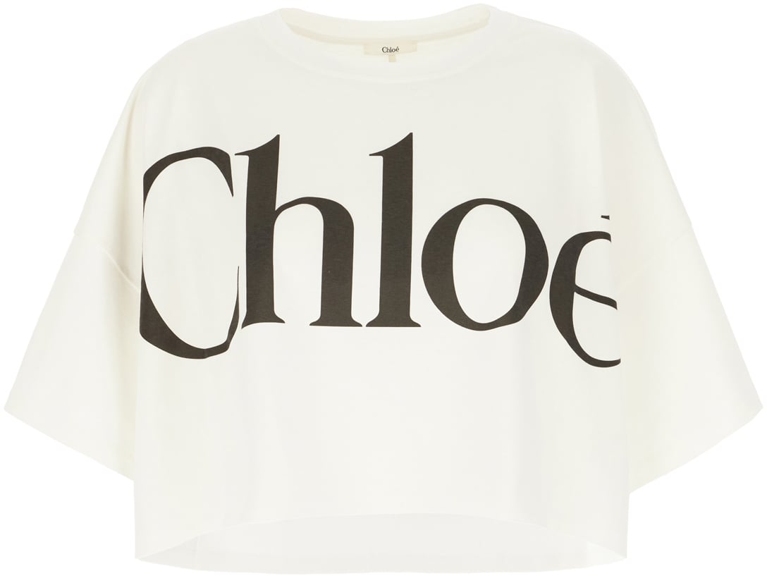 Chloé Chloe Ivory cotton oversize t-shirt Neutraal