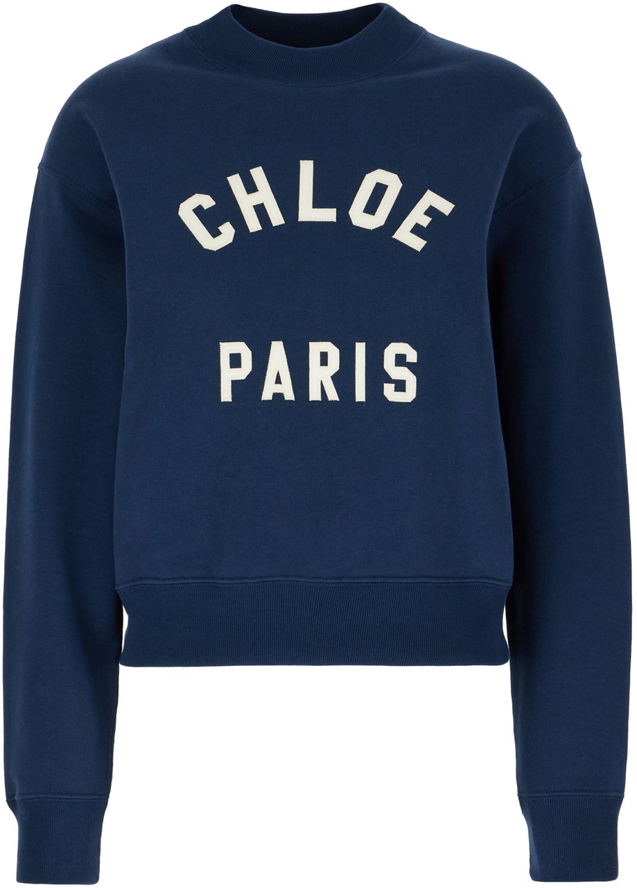 Chloé Chloe Blue cotton sweatshirt Blauw
