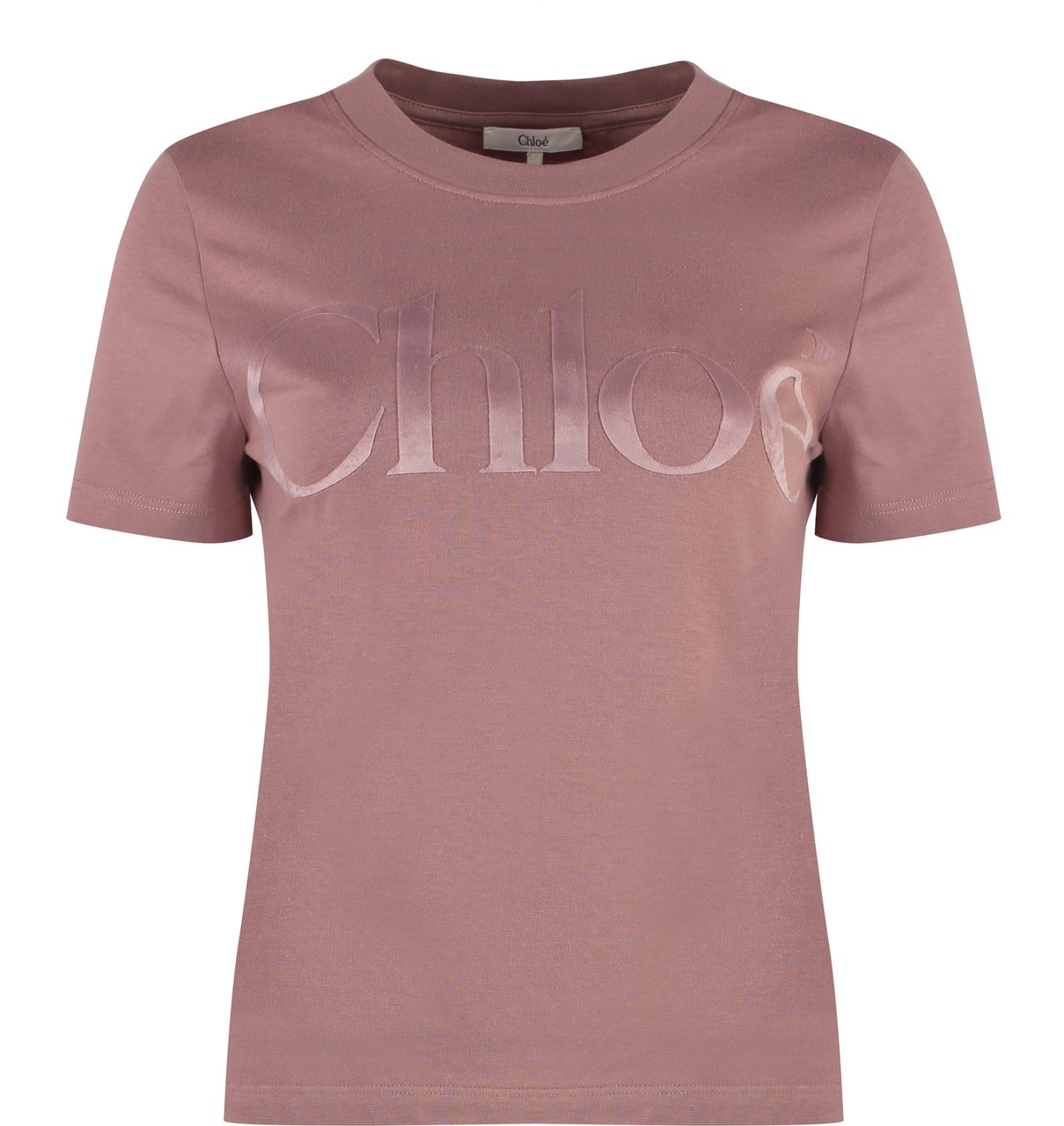 Chloé Cotton crew-neck T-shirt Roze