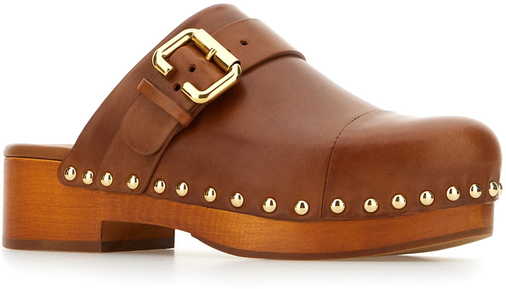 Chloé Chloe Brown leather Jeanette clogs Bruin