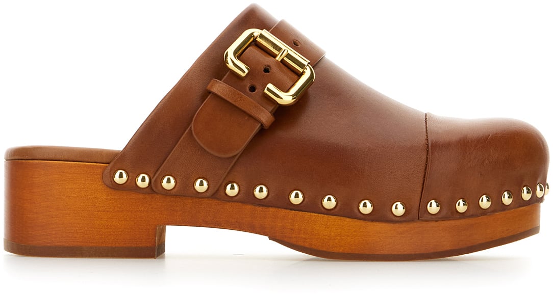 Chloé Chloe Brown leather Jeanette clogs Bruin