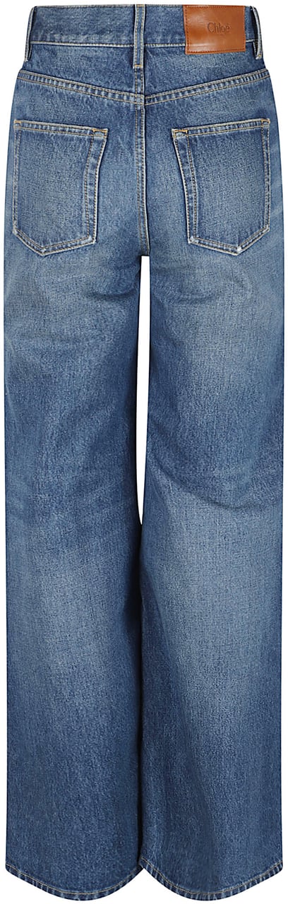 Chloé Wide-Leg Denim Jeans With Classic Five-Pocket Design Blauw