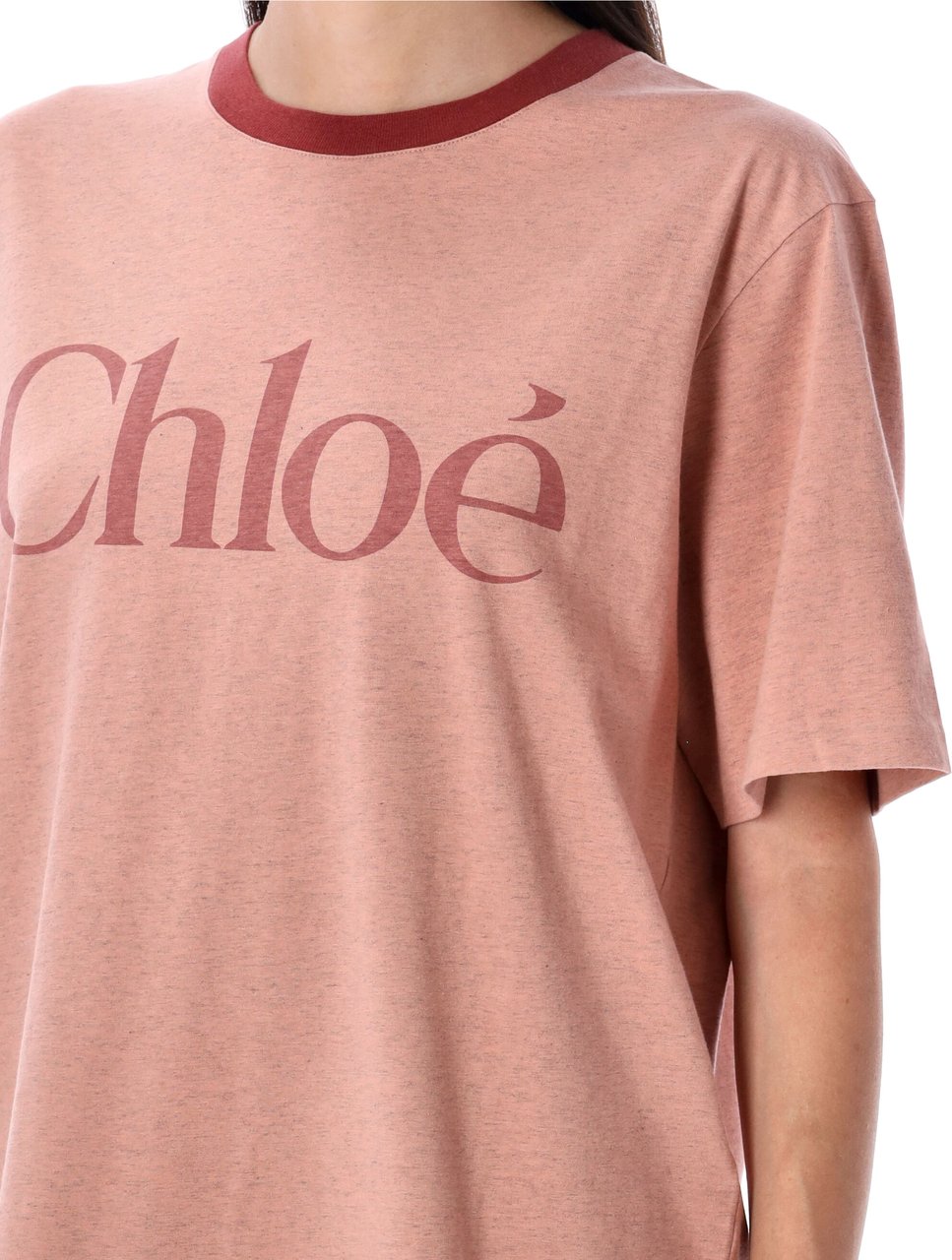 Chloé Over Tee Logo Petal Pink Roze