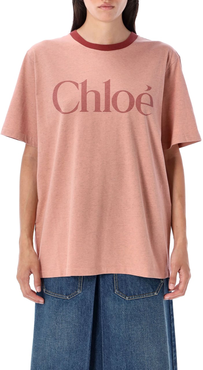 Chloé Over Tee Logo Petal Pink Roze
