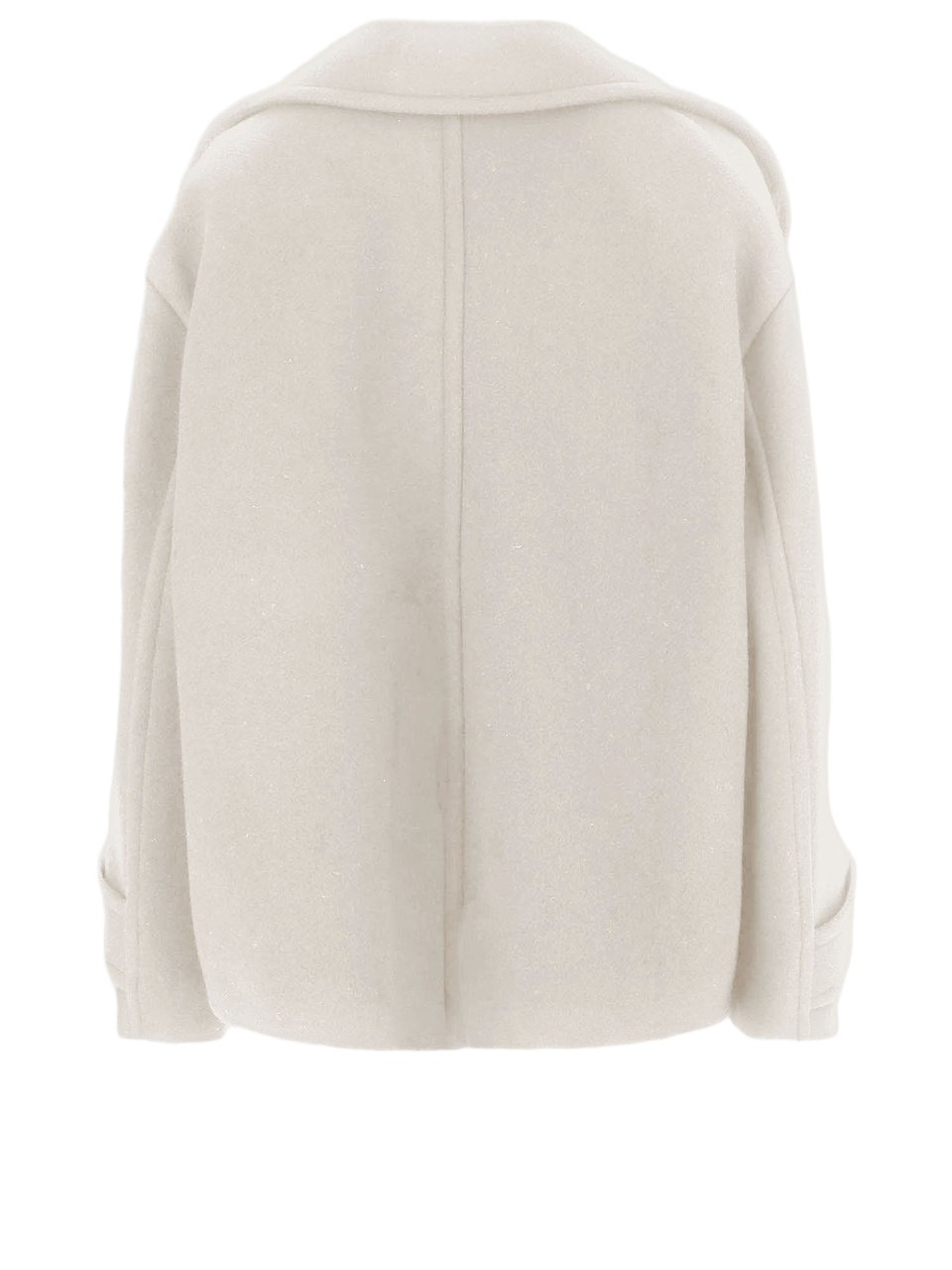 Chloé Short Ivory Coat with Notched Lapel and Double-Breasted Closure Wit