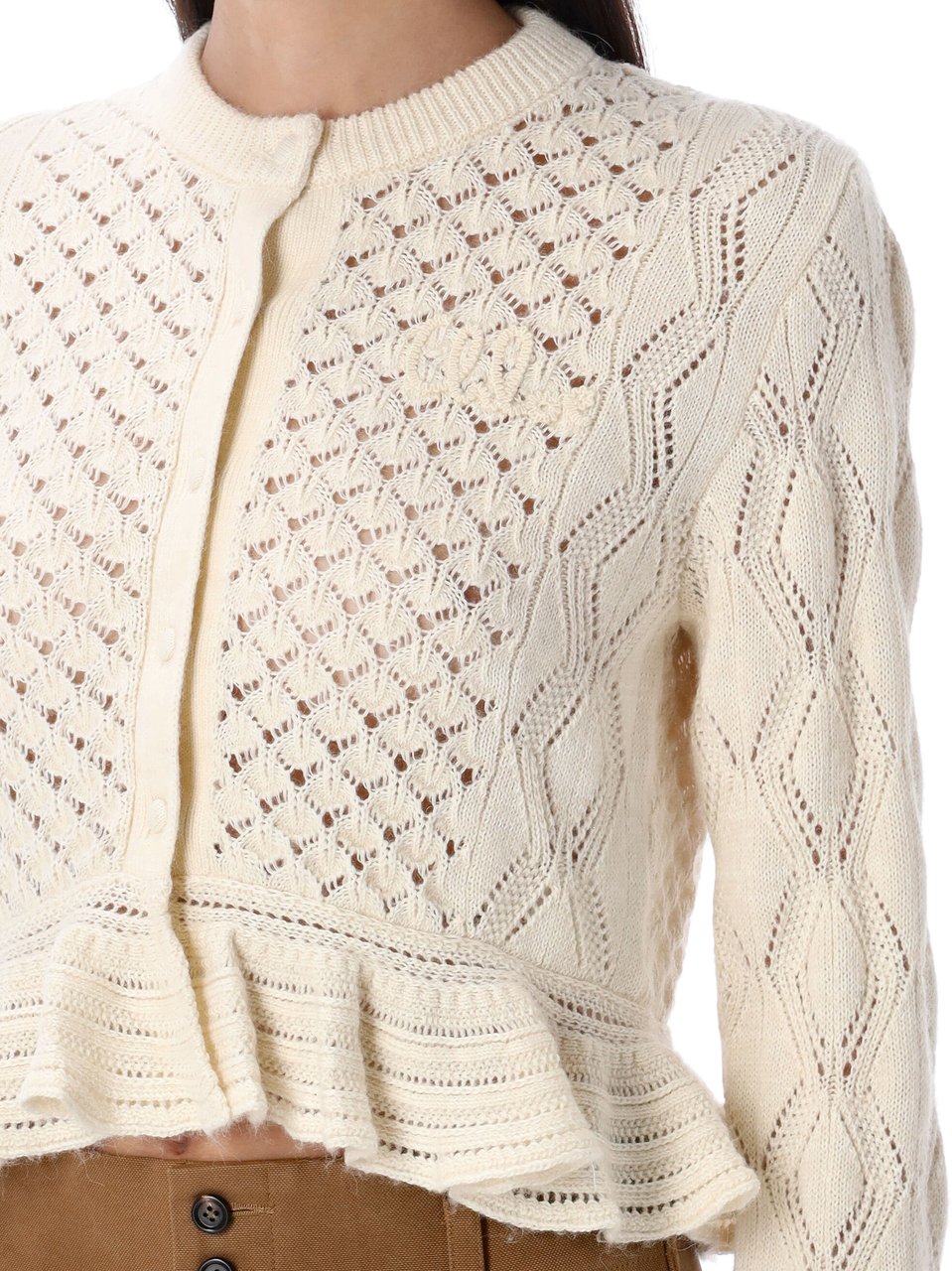 Chloé Pointelle Cardigan Iconic Milk Wit