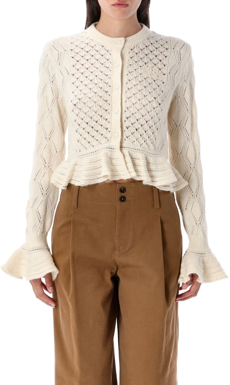 Chloé Pointelle Cardigan Iconic Milk Wit