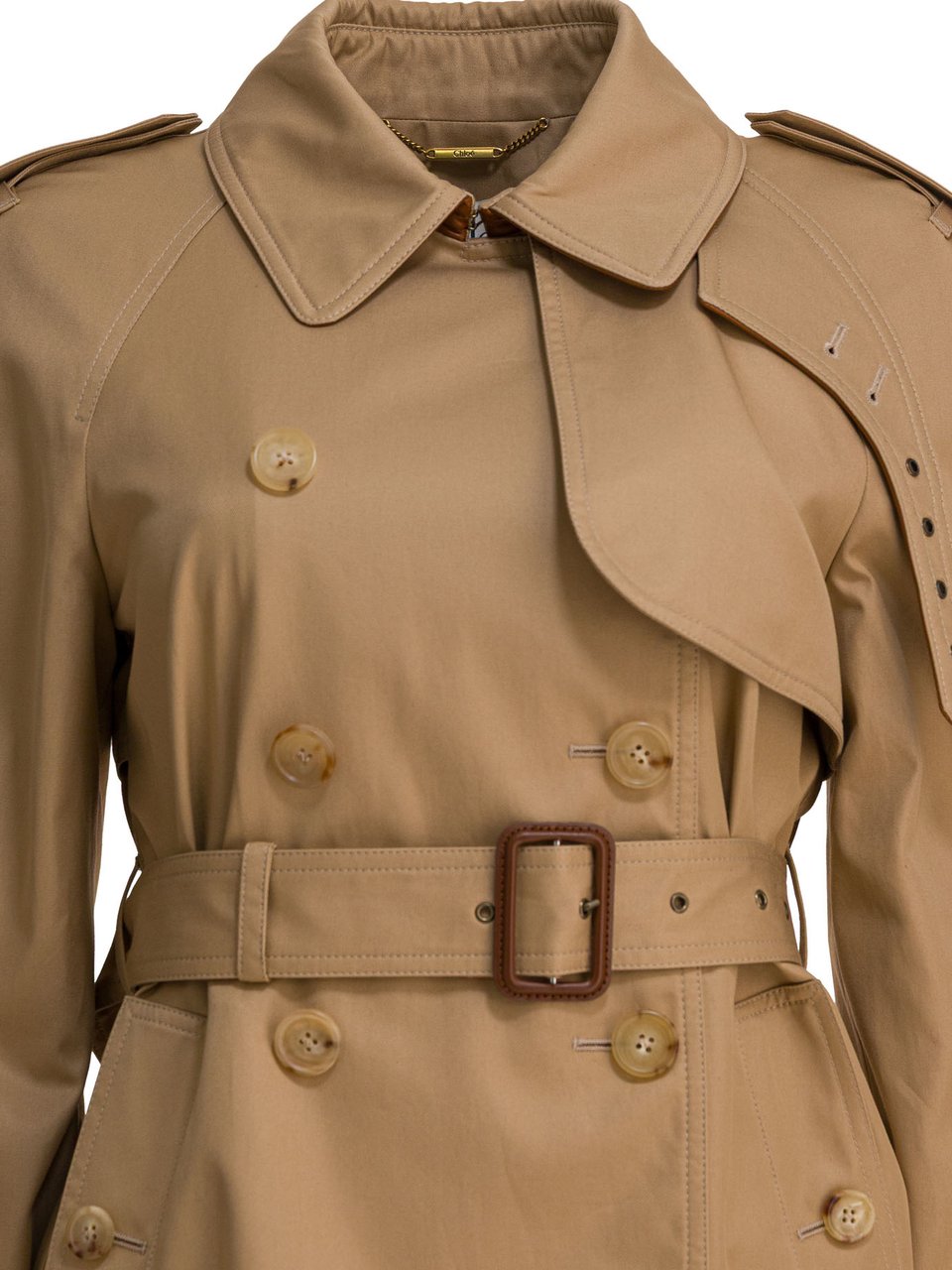 Chloé Short cotton gabardine trench coat Beige