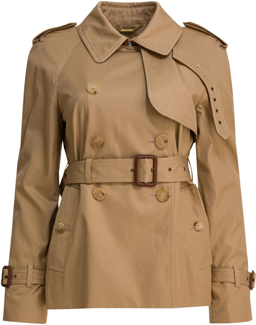 Chloé Short cotton gabardine trench coat Beige