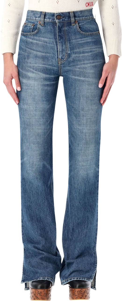 Chloé Slit Denim Faded Indigo Blauw