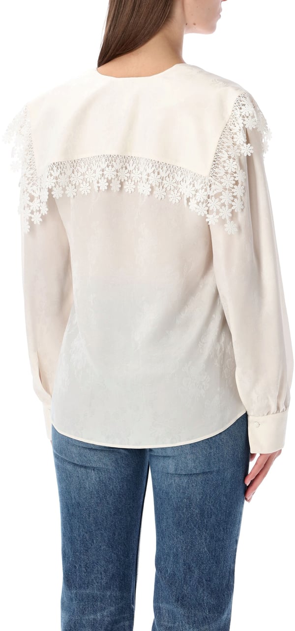 Chloé Big Collar Ruffle Shirt Iconc Milk Beige