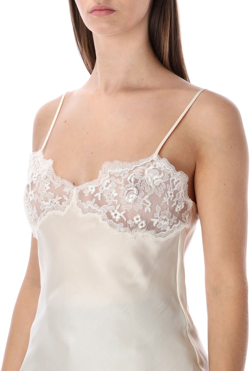 Chloé Chloé ivory silk top with lace Wit