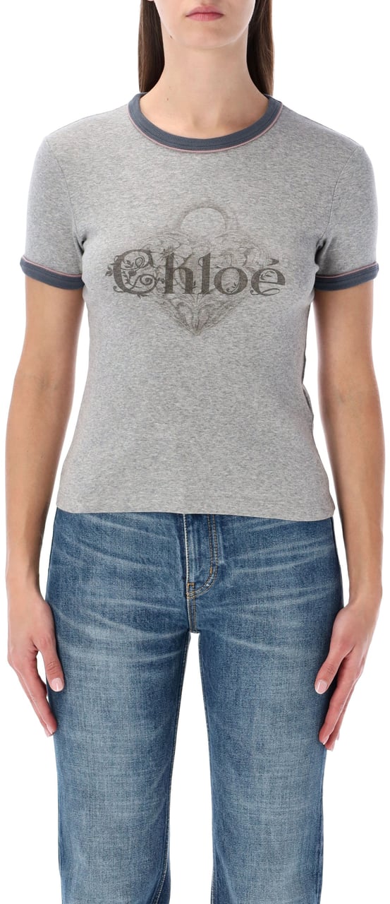 Chloé Chloé grey chiné jersey baby-fit t-shirt Grijs