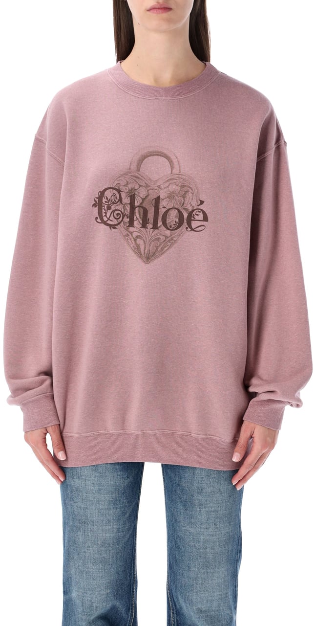 Chloé Chloé pink chiné fleece oversized sweatshirt Roze