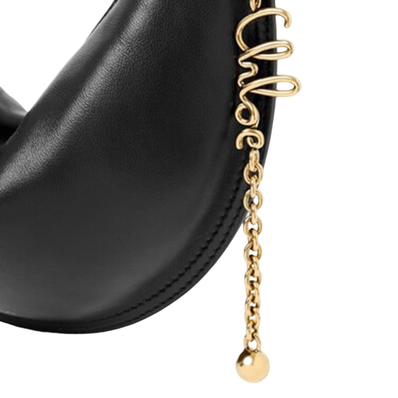 Chloé Crescent-Shaped Nappa Leather Bag with Gold-tone Chain Zwart