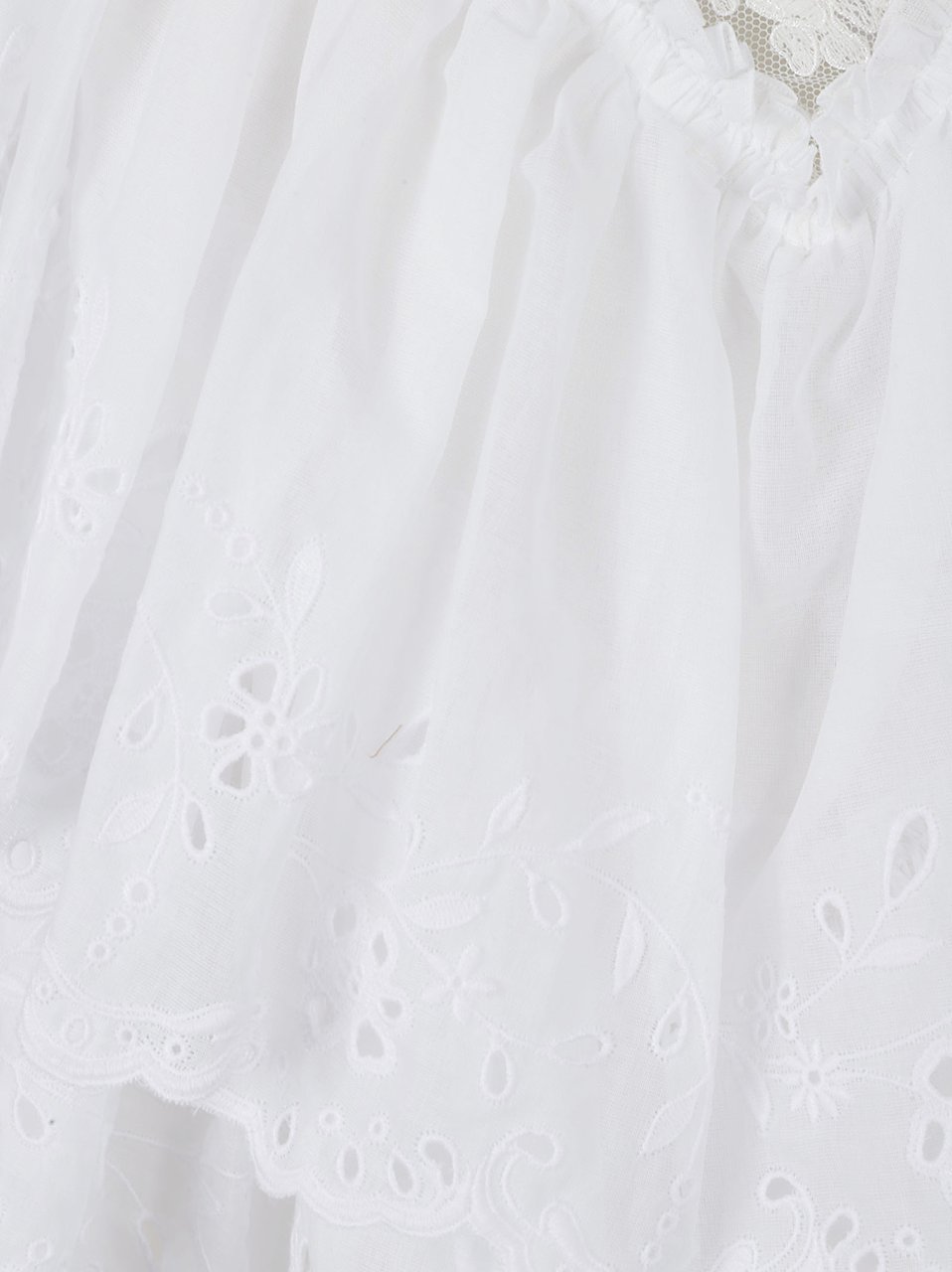 Chloé White Cotton Voile Ruffle Top Wit