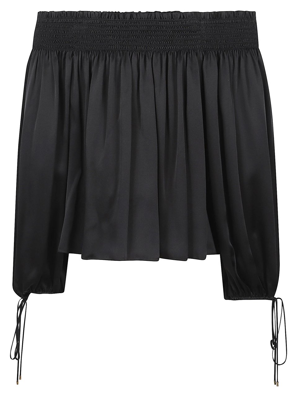 Chloé Black Silk Wash Off-The-Shoulder Top Zwart