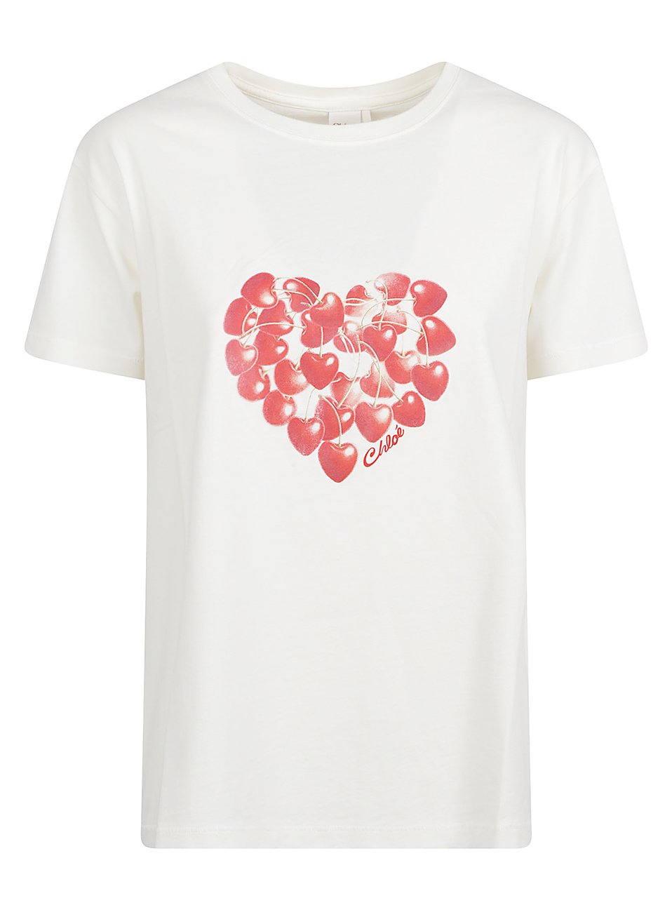 Chloé Heart-Shaped Cherry Print Short-Sleeved T-Shirt Wit