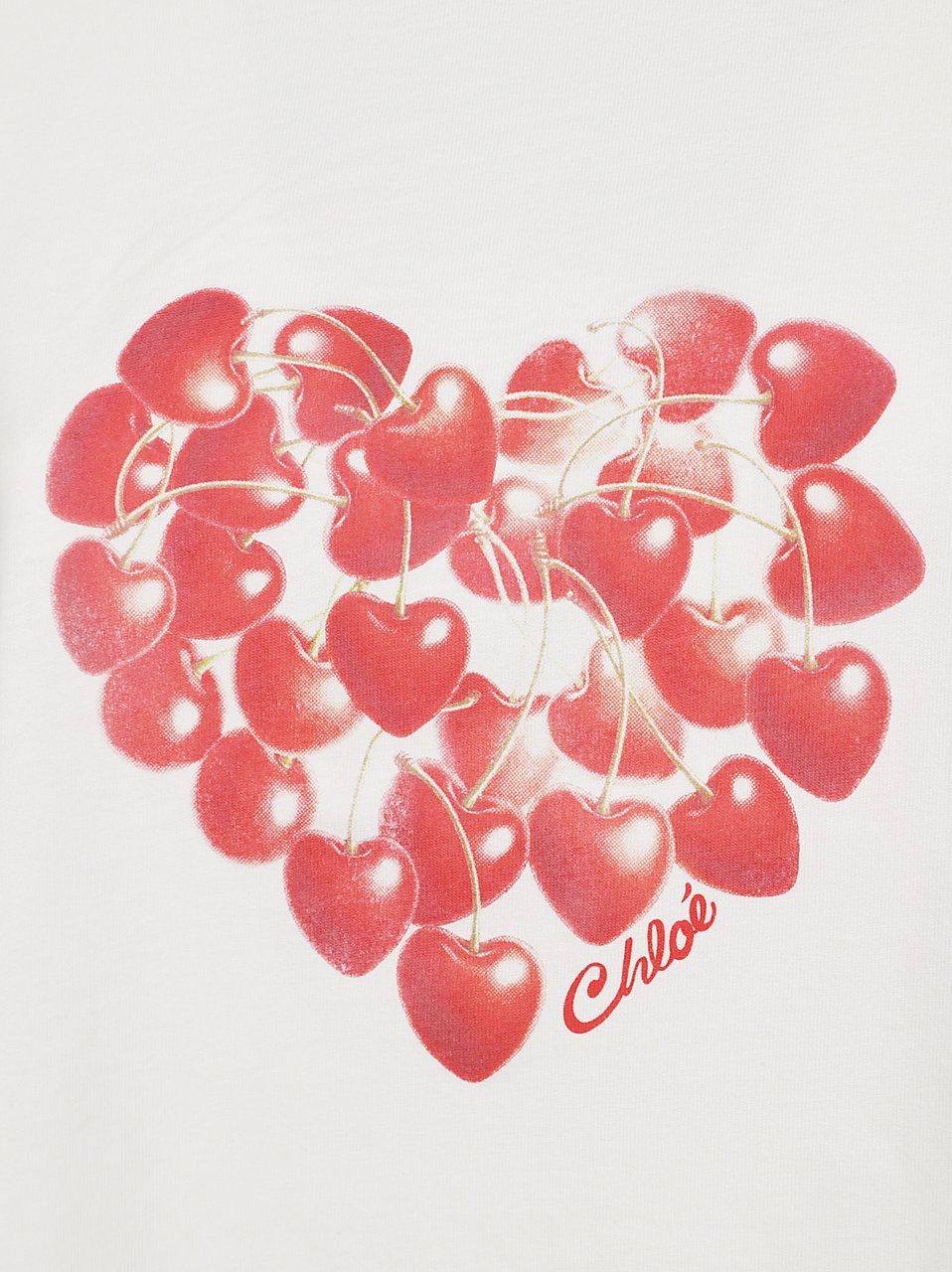 Chloé Heart-Shaped Cherry Print Short-Sleeved T-Shirt Wit