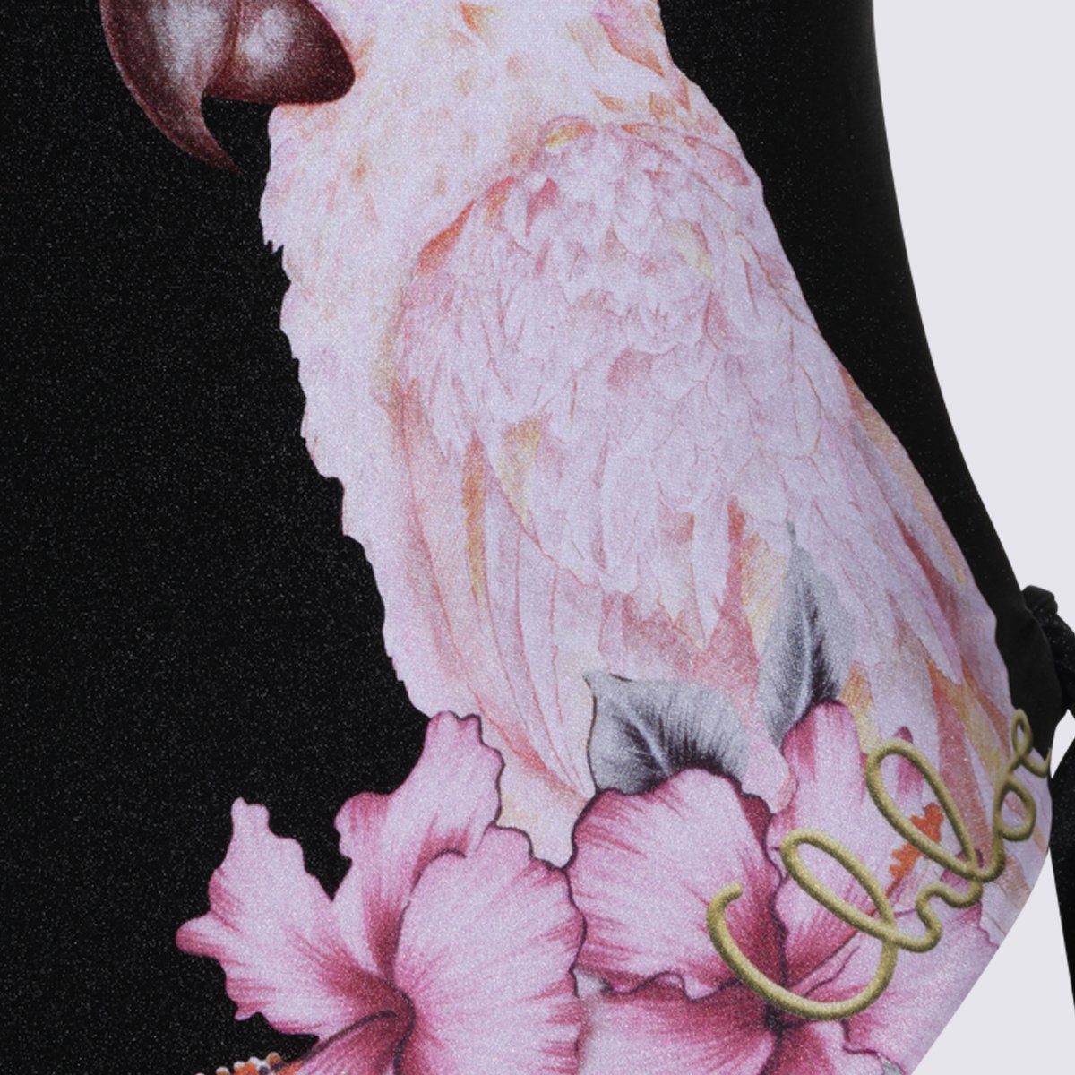 Chloé One-Piece Swimsuit with Tropical Parrot Print Zwart