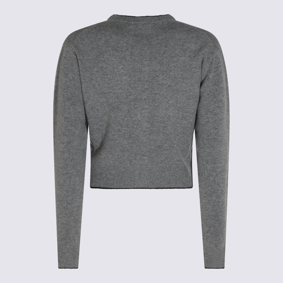 Chloé Cropped Long-Sleeved Sweater with Button-Down Front and Heart Patch Grijs
