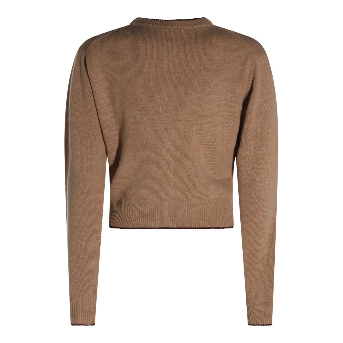 Chloé Brown Wool Knit Cardigan With Heart Logo And Button Detailing Bruin