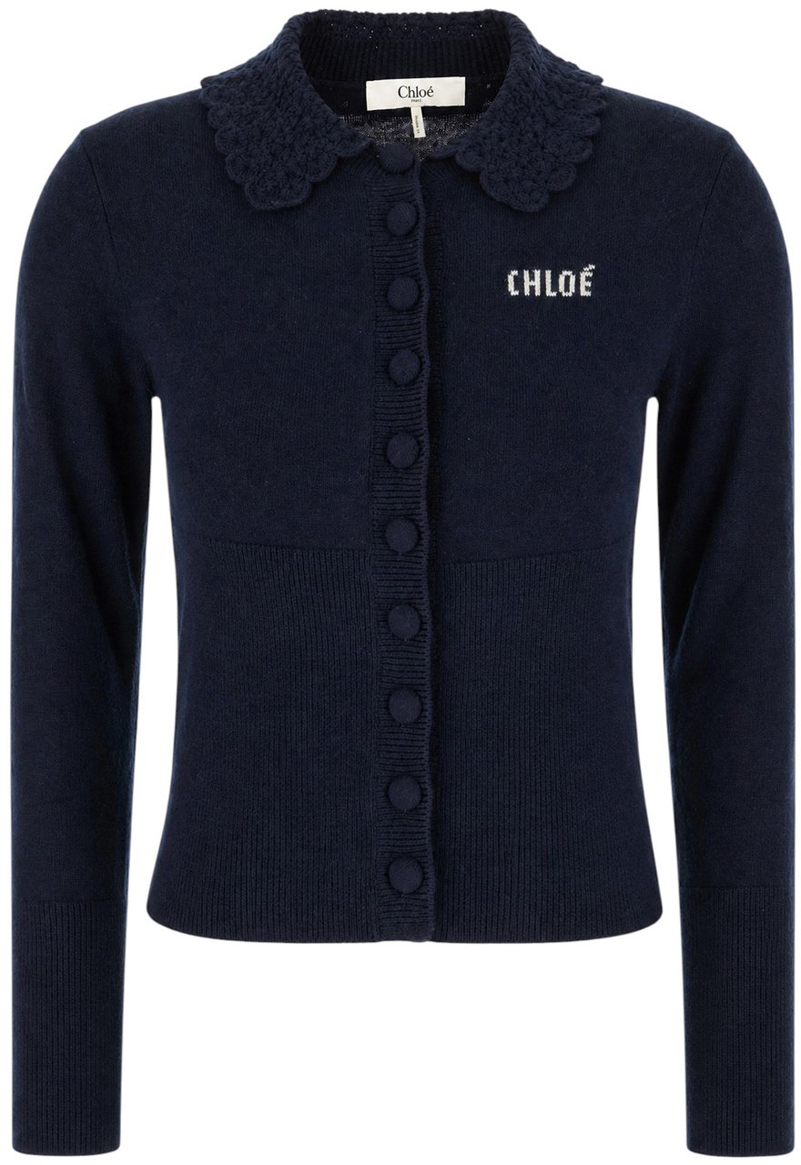 Chloé Chloe Midnight blue wool sweater Blauw