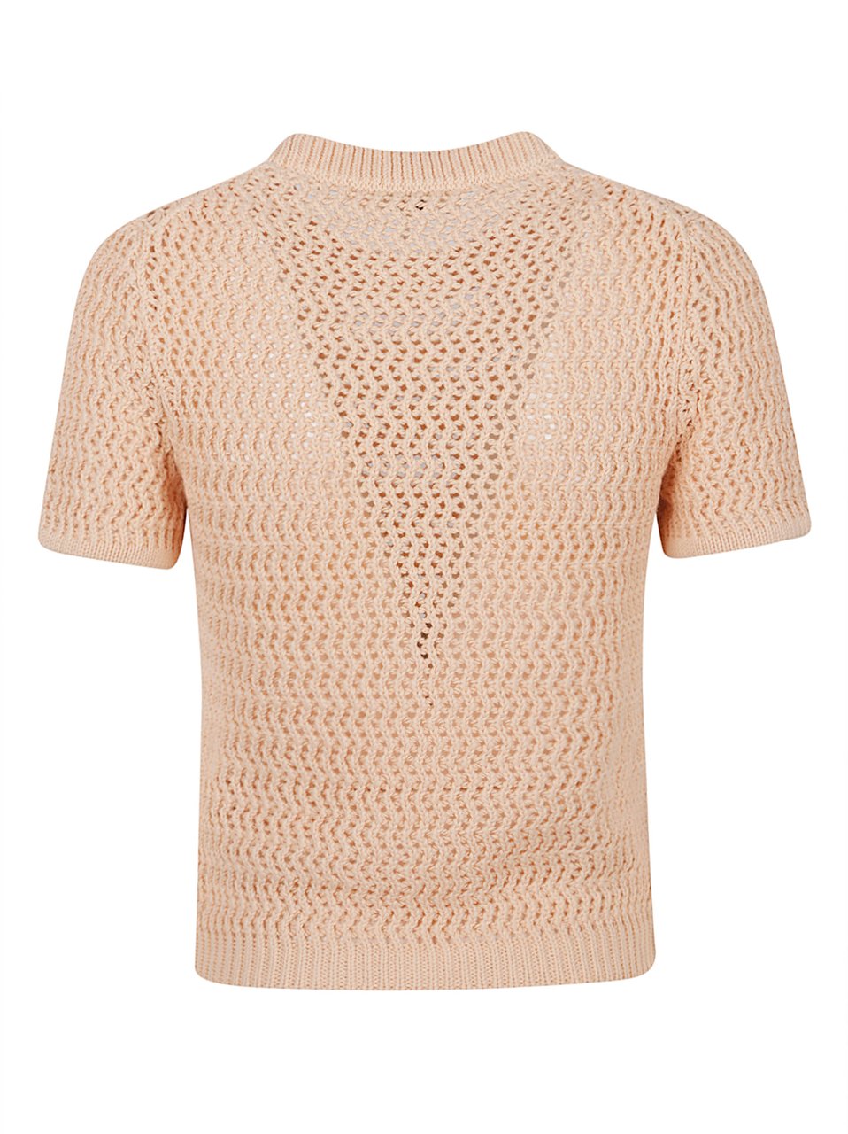 Chloé White Cotton Crochet Knit T-Shirt Neutraal
